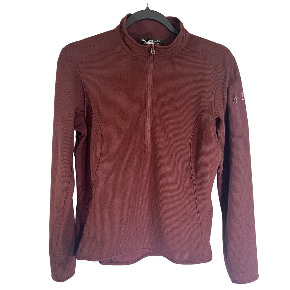 Arcteryx Delta LT Fleece Women's M Burgundy Maroon Polartec Waffle Grid 1/2 Zip